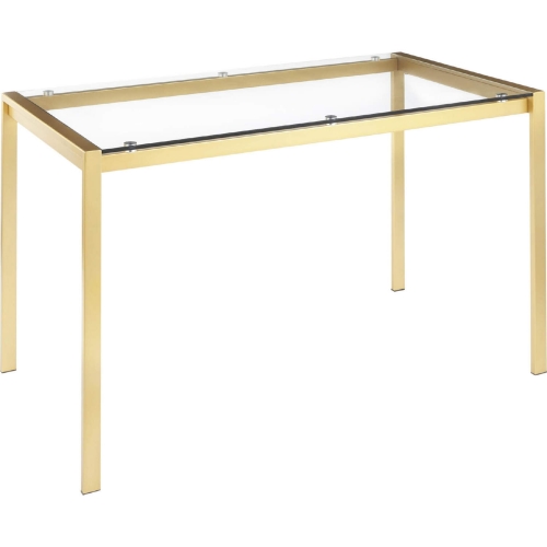 Fuji 47" Dining Table in Gold Metal & Glass Top